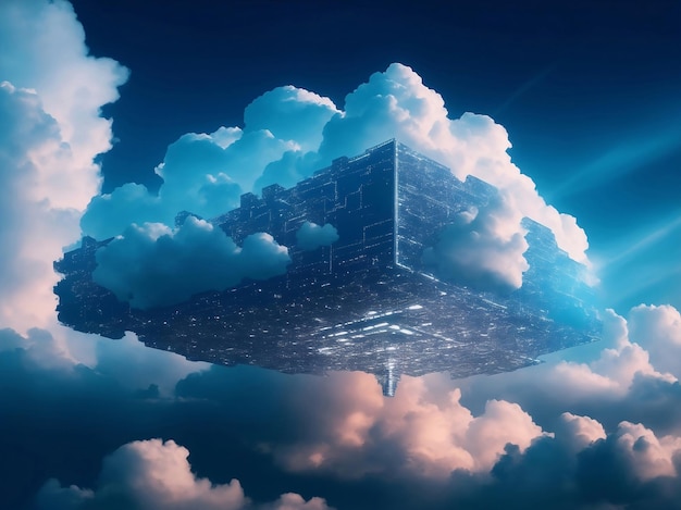 Cloud networking technology generative ai illustration