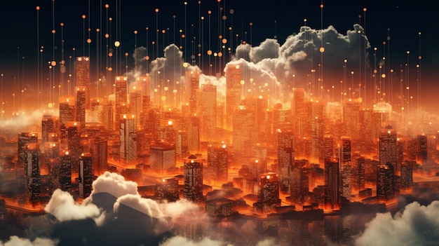 Photo cloud networks concept city