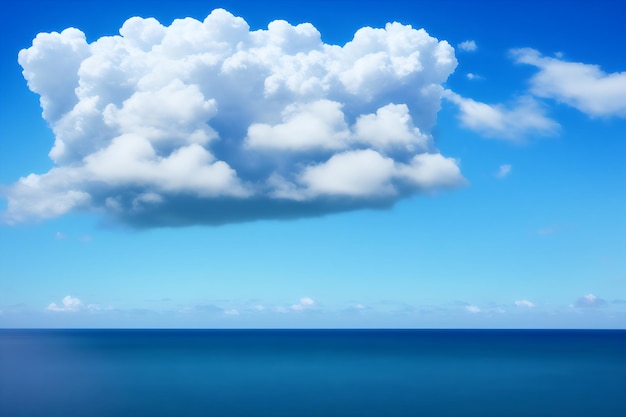 Una nuvola sopra l'oceano con un cielo blu sullo sfondo.