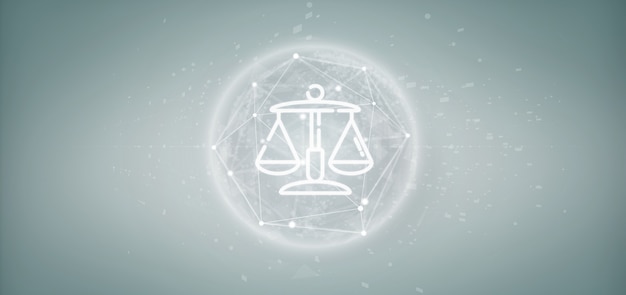 Облако правосудия и закон значок пузыря с данными 3d-рендеринга