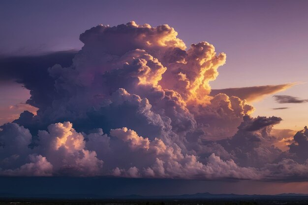 Photo cloud in purple sky at sunset