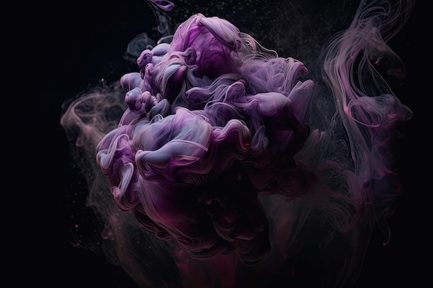 A cloud of purple smoke with a black background