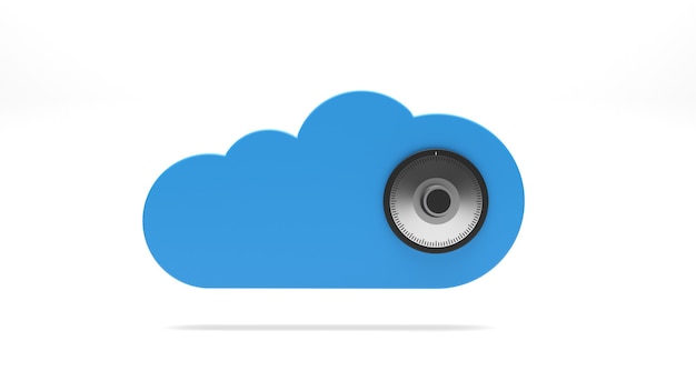 Cloud security icon with security elements isolated