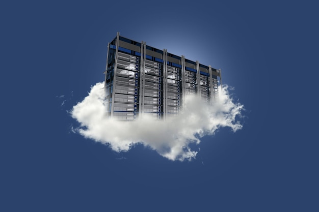 Photo cloud server on the sky