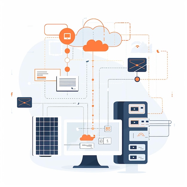 cloud service provider data servicer isometric design