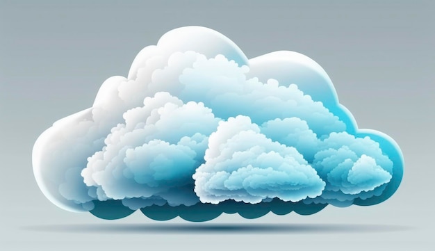 Cloud in sky on blue transparent background Realistic fluffy white object vector illustration