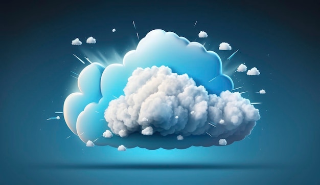 Cloud in sky on blue transparent background Realistic fluffy white object vector illustration