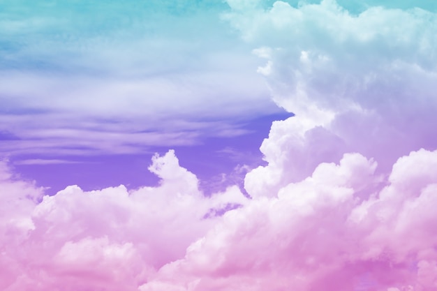 Cloud and sky with a pastel colored background