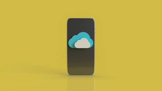 The cloud and smart phone for technology network content 3d rendering