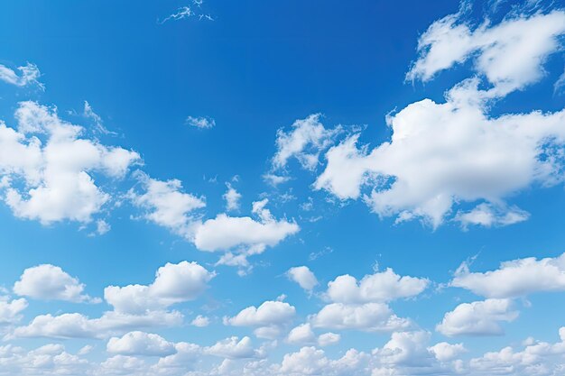 Cloud speckled blue sky panorama