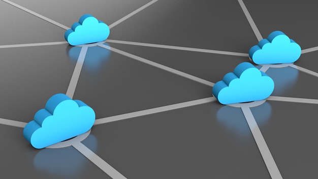 Photo cloud storage network. 3d render.