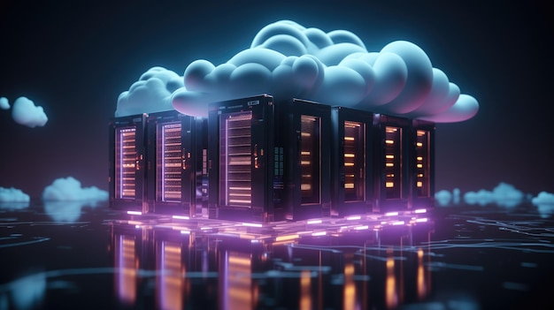 Cloud storage server en datacenter Cloud computing technologie concept