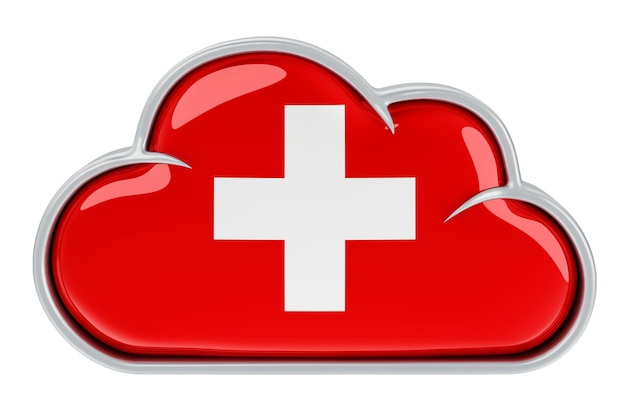 Cloud storage service in Switzerland 3D rendering isolated on white background