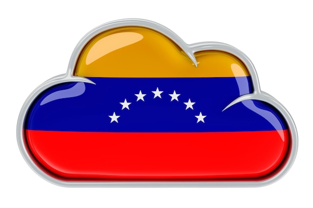 Cloud storage service in Venezuela 3D rendering isolated on white background