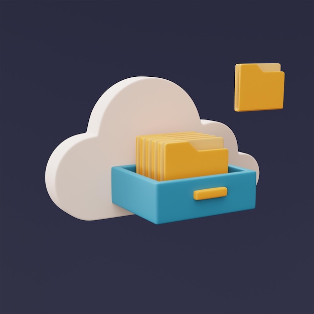 Foto concetto di tecnologia di archiviazione cloud con simbolo del clouddatabase onlinetrasferire le informazioni sui datistile minimo3d rendering