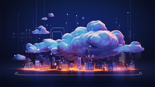 Cloud storage technology Integrated digital web concept background