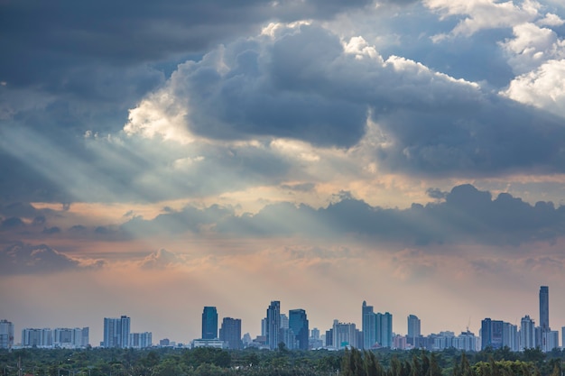 Cloud sun light white clouds background cityscape.