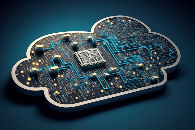 Cloud technologies for backup and data storage Concept illustration of computer systems