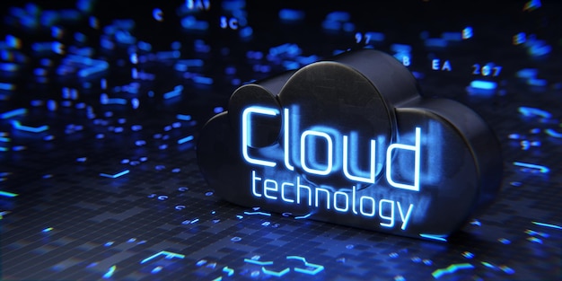 Cloud technologies technology concept data processing in the\
cloud service 3d rendering