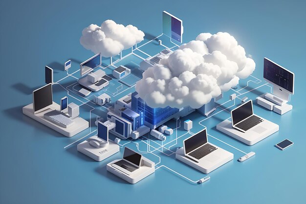 Cloud technology computing concept Data center concept Modern cloud technologies