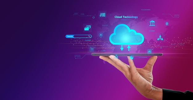 cloud technology concept global network of global business megatrends on the internet