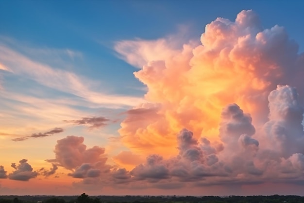 Foto una nuvola che è arancione e rosa