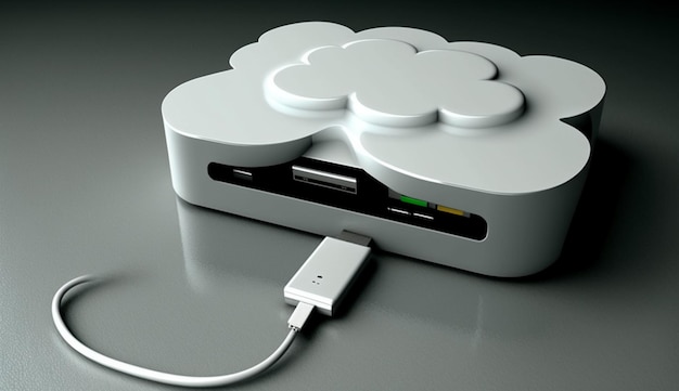 Photo a cloud that is plugged into a usb charger.