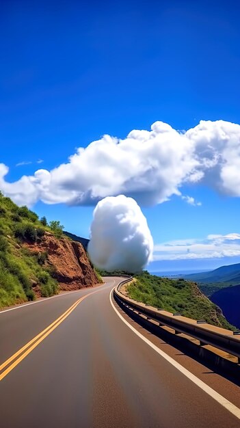 Photo a cloud that is in the sky above a road