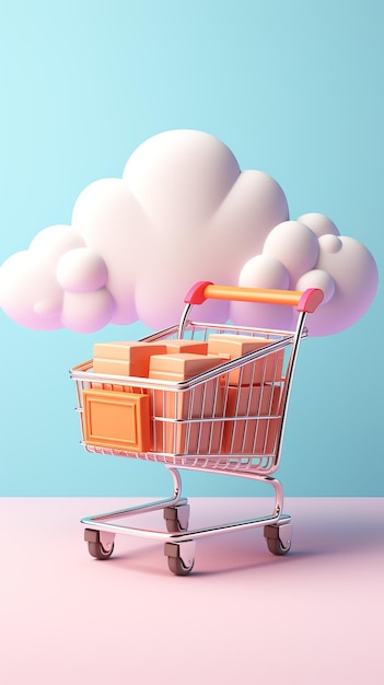 Cloud trolley online shop concept idea copy space generative ai