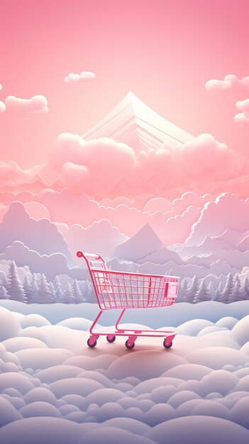 Cloud trolley online shop concept idea copy space generative ai