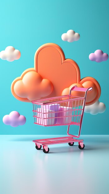 Cloud trolley online shop concept idea copy space generative ai