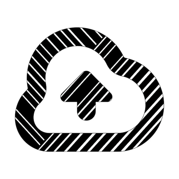 Foto icona alt di caricamento della nuvola linee diagonali bianche e nere