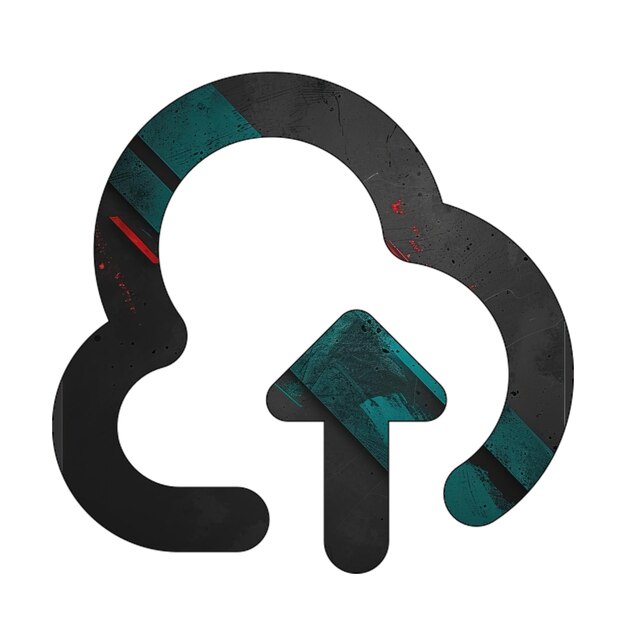 Photo cloud upload icon diagonal black green red