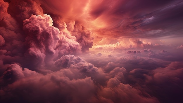 Cloud Visualization Flying over dense layers of heavy gases with bright bursts of color