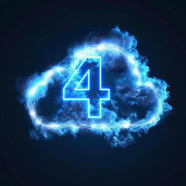 a cloud with the number 4 on it