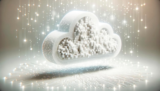 Cloudcomputing-technologieconcept met binaire code op witte achtergrond Generatieve AI