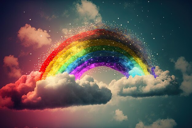 Cloudfilled rainbow with glints and color