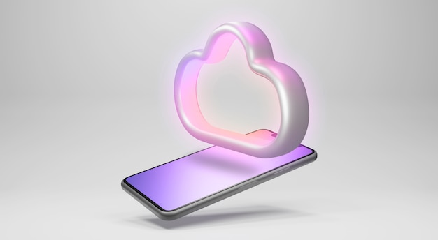 Cloudopslag op smartphone. 3D-weergave