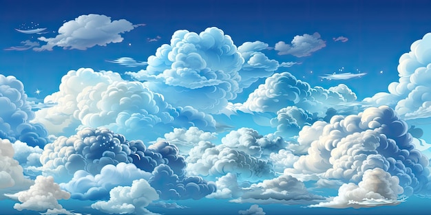 The clouds are divided into layers In heaven a cartoon border with a gradient of white clouds and