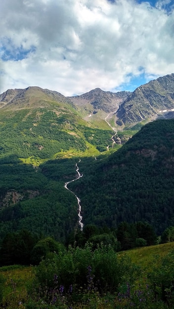 clouds are flying over the mountains. Caucasus