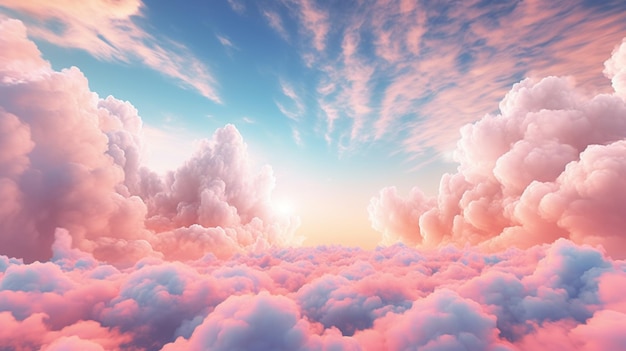 Clouds are in the sky with a bright sun in the background generative ai