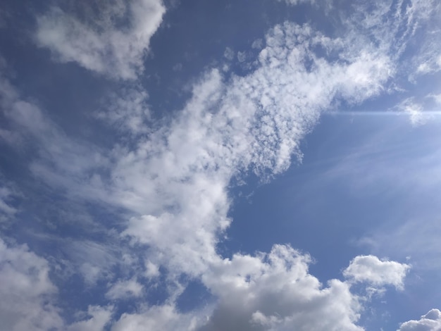 Clouds in the blue sky on a sunny day Sunny sky background