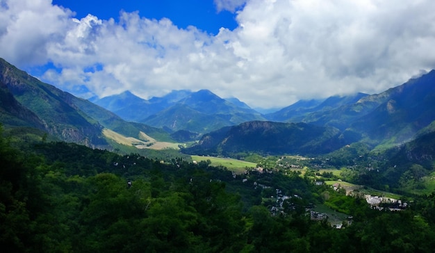 Clouds blue sky trees mountains AI generated map