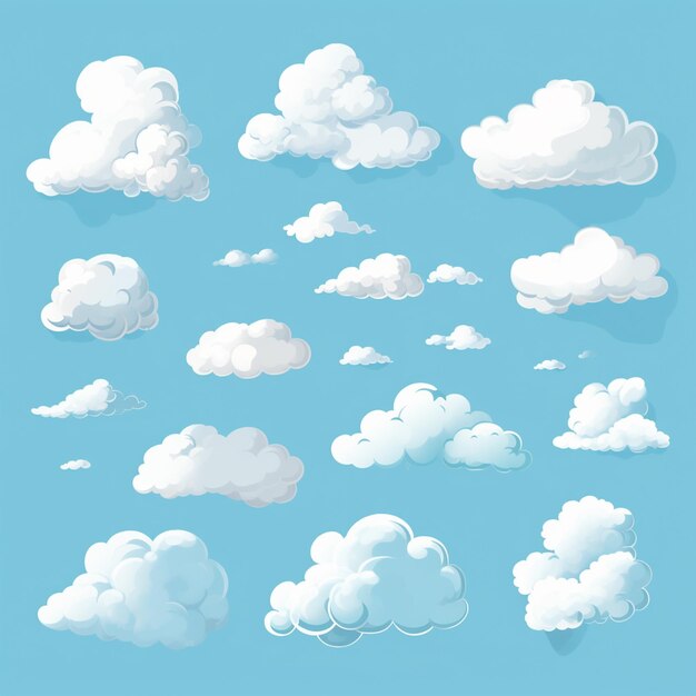 Clouds cartoon set in blue sky