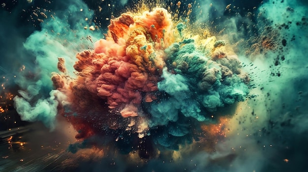 Clouds of colorfull holy powder Generative AI