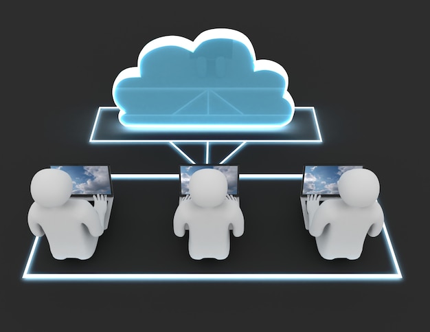 Clouds computing concept. 3d illustrationc