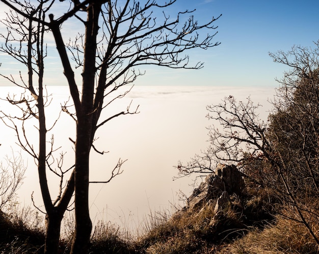 Clouds drift amid rocky cliffs Trieste