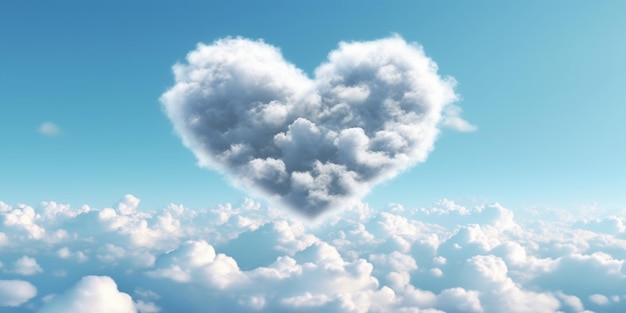 Clouds love shape and blue sky background AI Generated