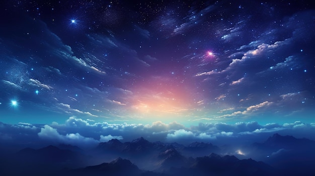 clouds in the night sky above the mountains