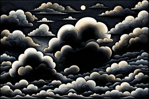 Clouds in the night sky